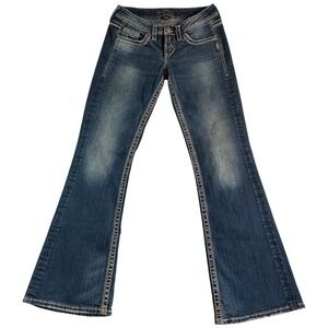 Silver Jeans Co. Lola Bootcut Womens 26x31 (27x29.5) Blue Denim Embroidered Logo